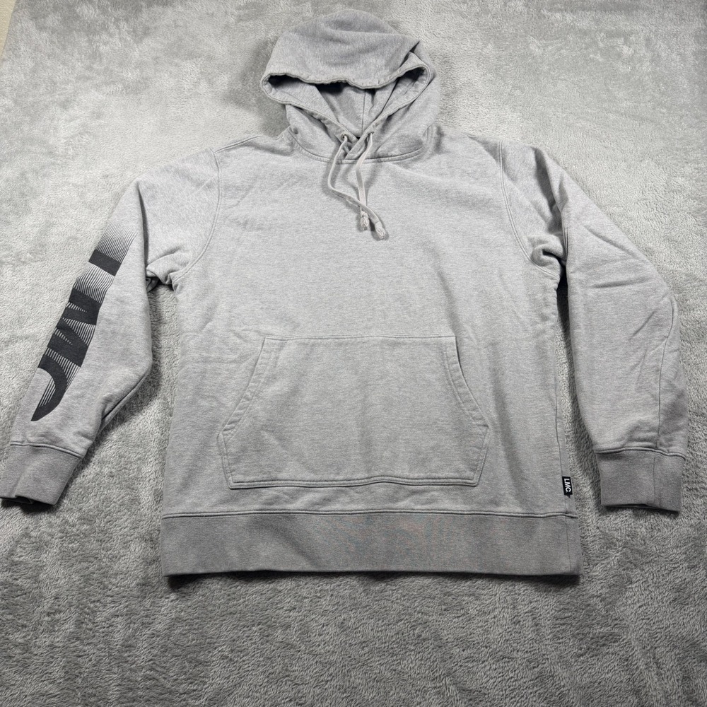 Lost Management Cities LMC Hoodie Mens Large Gray Spellout Sleeve Graphic